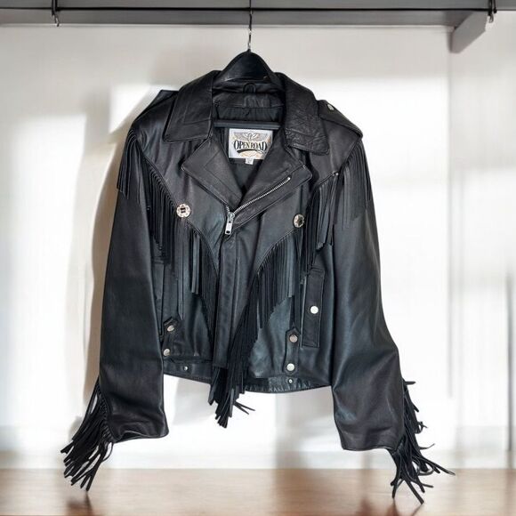 Open Road Other - Vintage Open Road Fringed Leather Motorcycle Jacket Mens 42